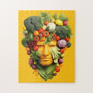 Quebra-cabeça Arte Facial com Legumes | Retrato Criativo de Comi