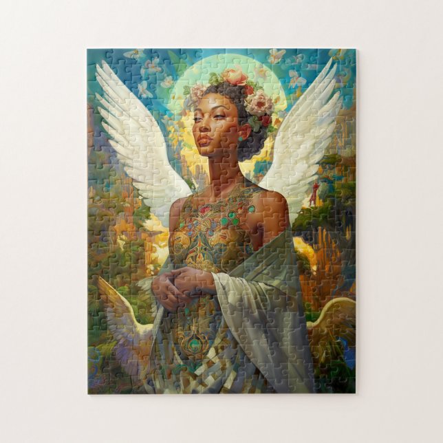 Quebra-cabeça Arte Fantástica de Anjo Afro-Americano (Vertical)