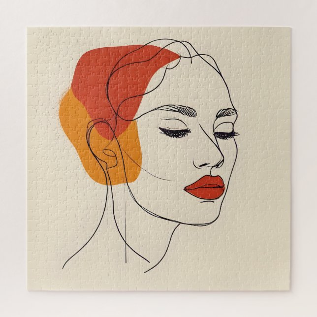 Quebra-cabeça arte feminina de uma linha (Vertical)