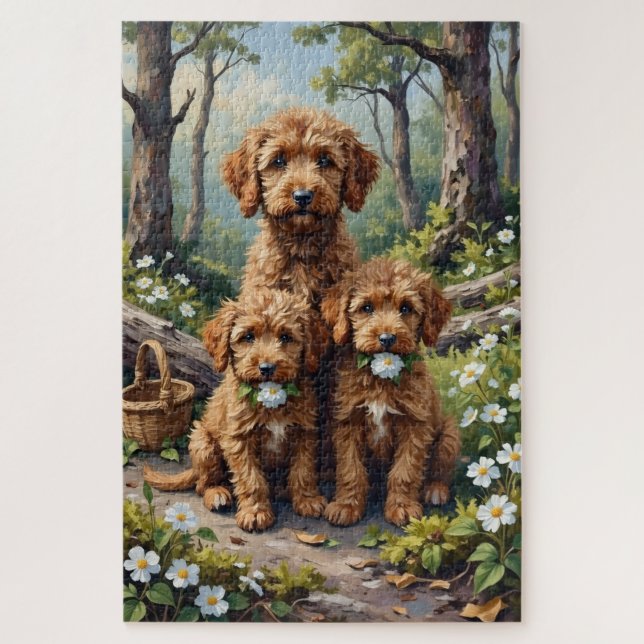 Quebra-cabeça Arte Flor de Bosque Lagotto Romagnolo (Vertical)
