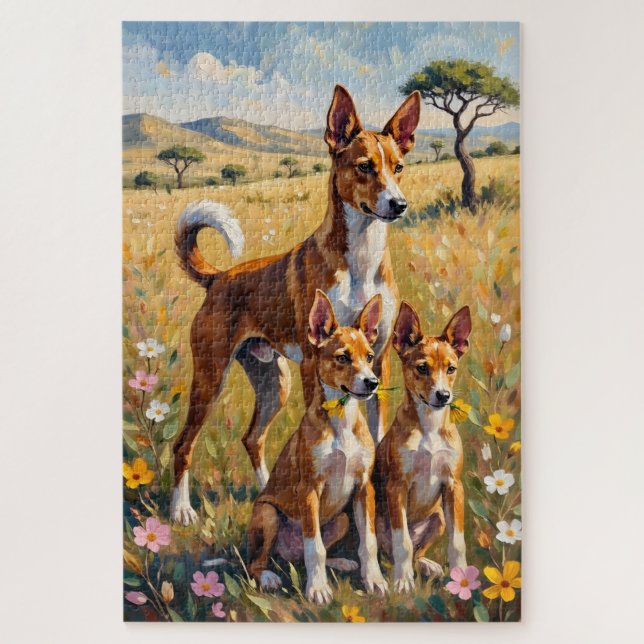 Quebra-cabeça Arte Flor de Savana Basenji (Vertical)