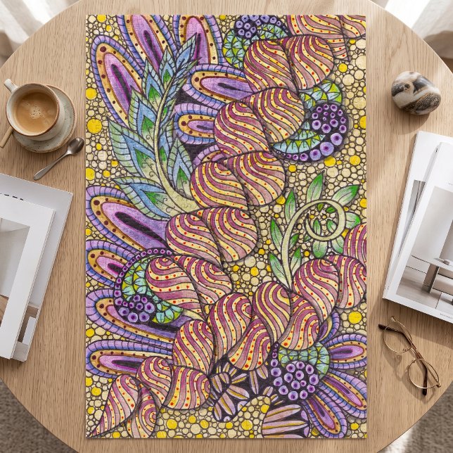 Quebra-cabeça Arte Floral Abstrata Intrincada Zen Doodle (Criador carregado)