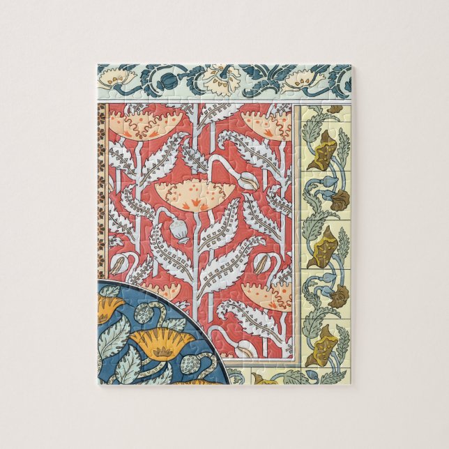 Quebra-cabeça Arte Floral Antiga Poppies Flores Nouveau (Vertical)