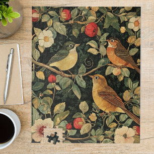 Quebra-cabeça Arte Floral Vintage de Pássaros de William Morris