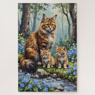 Quebra-cabeça Arte Floresta da Noruega do Gato da Floresta