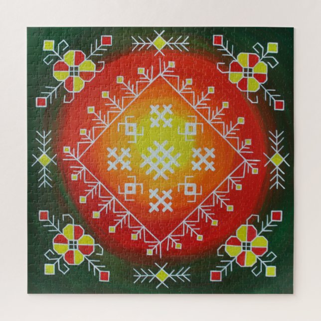 Quebra-cabeça Arte folclórica tradicional letã com pintura de sí (Vertical)