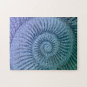 Quebra-cabeça Arte Fóssil Ammonita Espiral Roxo e Verde