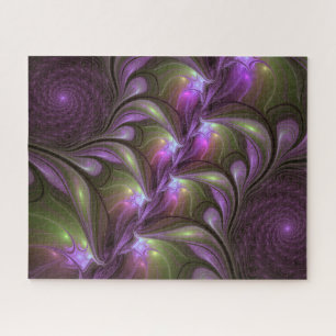 Quebra-cabeça Arte Fractal Abstrata Colorida Violeta Roxo Caqui