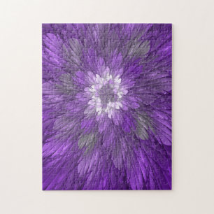 Quebra-cabeça Arte fractal abstrata de flor roxa psicodélica