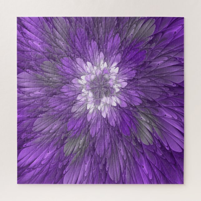 Quebra-cabeça Arte fractal abstrata de flor roxa psicodélica (Vertical)