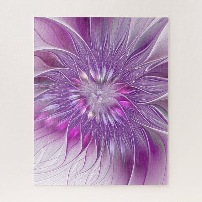 Quebra-cabeça Arte fractal abstrata de paixão de flor roxa rosa (Vertical)