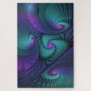 Quebra-cabeça Arte fractal abstrata moderna Roxa encontra Turque