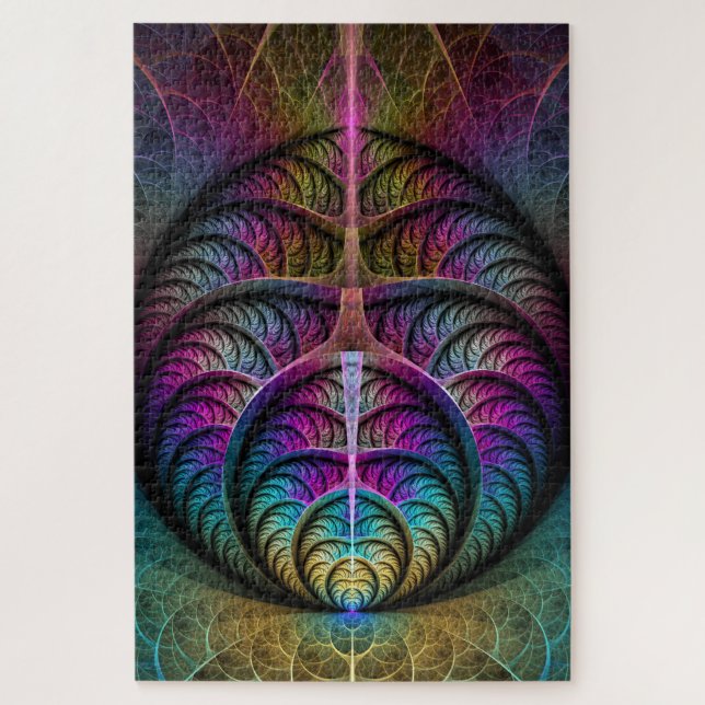 Quebra-cabeça Arte Fractal Abstrato com Padrão Trippy (Vertical)