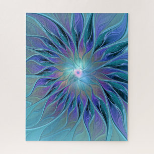 Quebra-cabeça Arte Fractal Abstrato de Sonho Roxo Azul