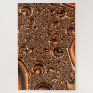 Quebra-cabeça Arte Fractal Alaranjado Preto Espiralado Funky Tri