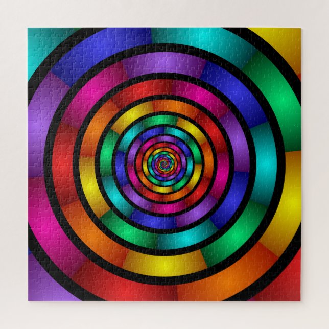 Quebra-cabeça Arte Fractal Arredondada e Psicodélica Colorida Mo (Vertical)