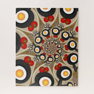 Quebra-cabeça Arte fractal de brunch engraçada, comida, tomates,