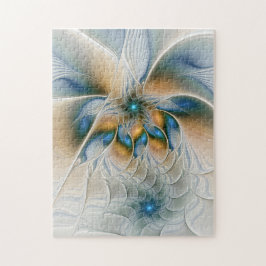 Quebra-cabeça Arte fractal de fantasia abstrata azulada