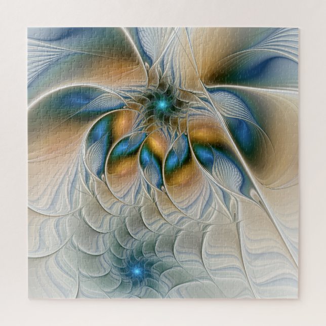 Quebra-cabeça Arte fractal de fantasia abstrata elevada com azul (Vertical)
