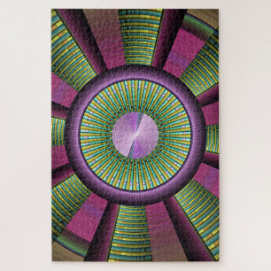 Quebra-cabeça Arte Fractal Decorativa Moderna Arredondada E Colo