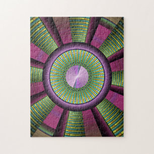 Quebra-cabeça Arte Fractal Decorativa Moderna Arredondada E Colo