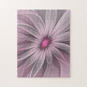 Quebra-cabeça Arte Fractal Floral de Ameixa Abstrata Flor Fantas