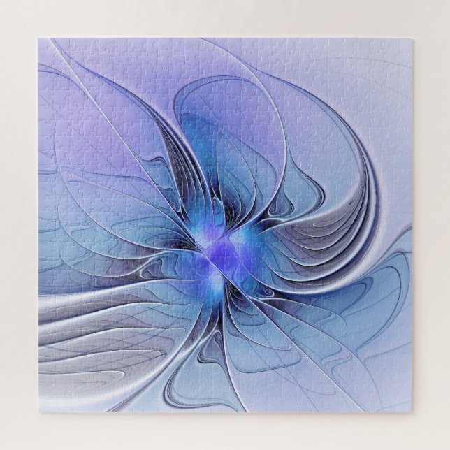 Quebra-cabeça Arte fractal moderna abstrata azul lavanda (Vertical)