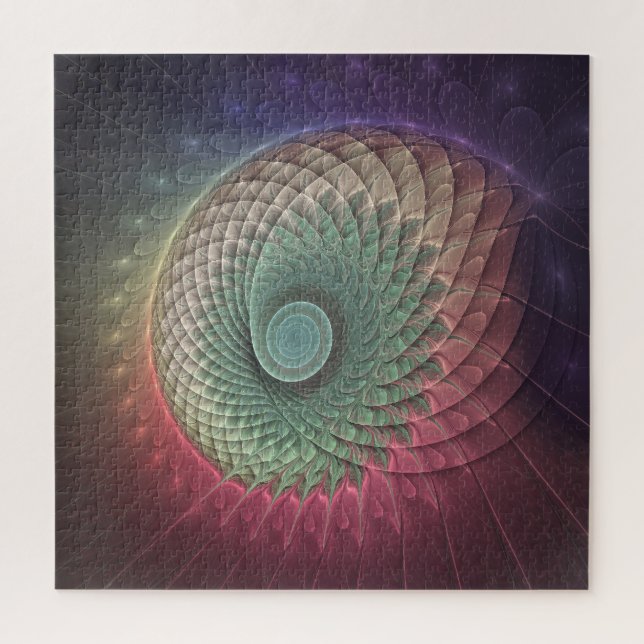Quebra-cabeça Arte Fractal Moderna Colorida de Caracol Abstrato (Vertical)