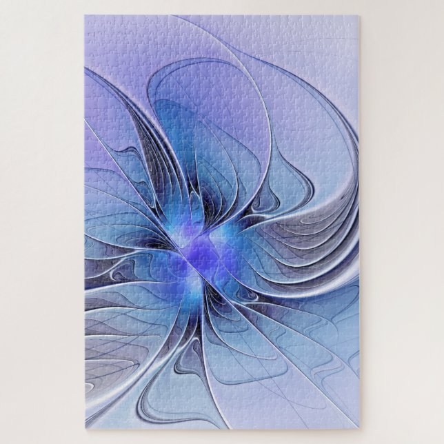 Quebra-cabeça Arte fractal moderno abstrato azul lavanda (Vertical)