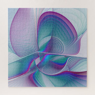 Quebra-cabeça Arte Fractal Turquesa Azul Cor-de-Rosa Moderna