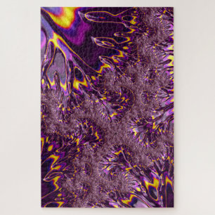 Quebra-cabeça Arte Fractal Vibrante Trippy Roxo Amarelo Groovy
