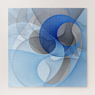 Quebra-cabeça Arte Gráfica Fractal Azul Cinza Abstrato Moderno