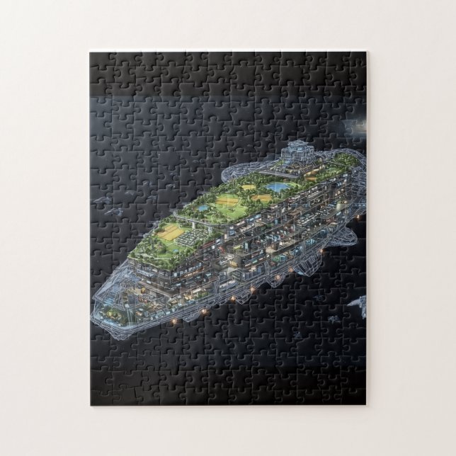 Quebra-cabeça Arte Interior Do Cruzador Do Espaço Scifi (Vertical)