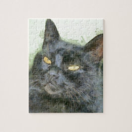 Quebra-cabeça Arte Lápis de Gato Negro