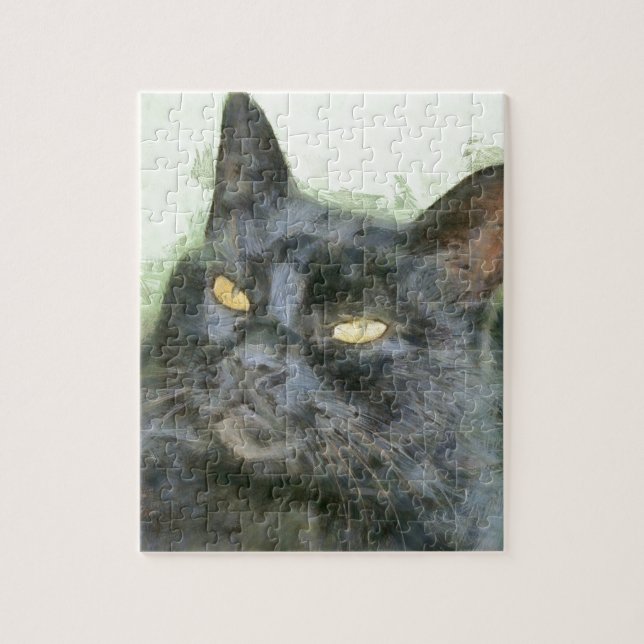 Quebra-cabeça Arte Lápis de Gato Negro (Vertical)
