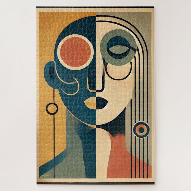Quebra-cabeça Arte Moderna de Meados do Século Abstrata Não Conf (Vertical)