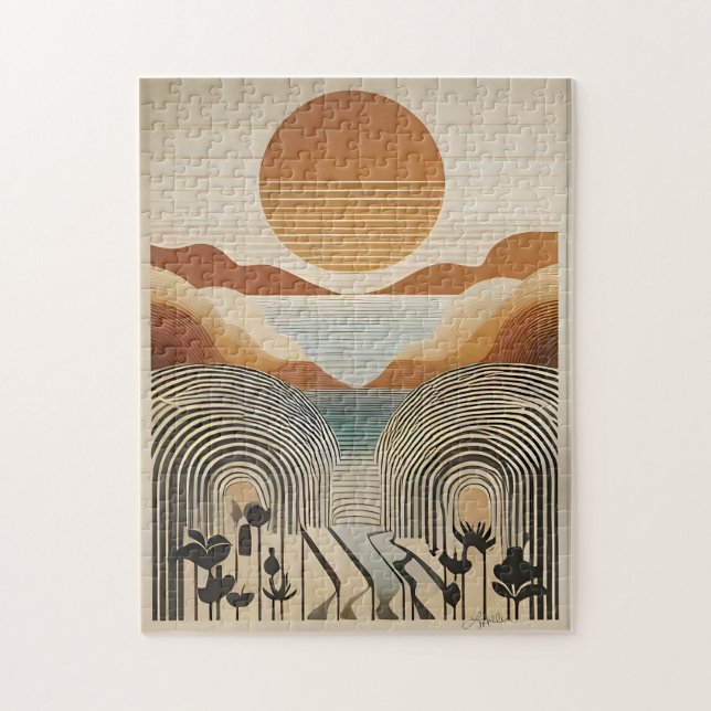 Quebra-cabeça Arte Modernista de Meados do Século Lago Spring Va (Vertical)