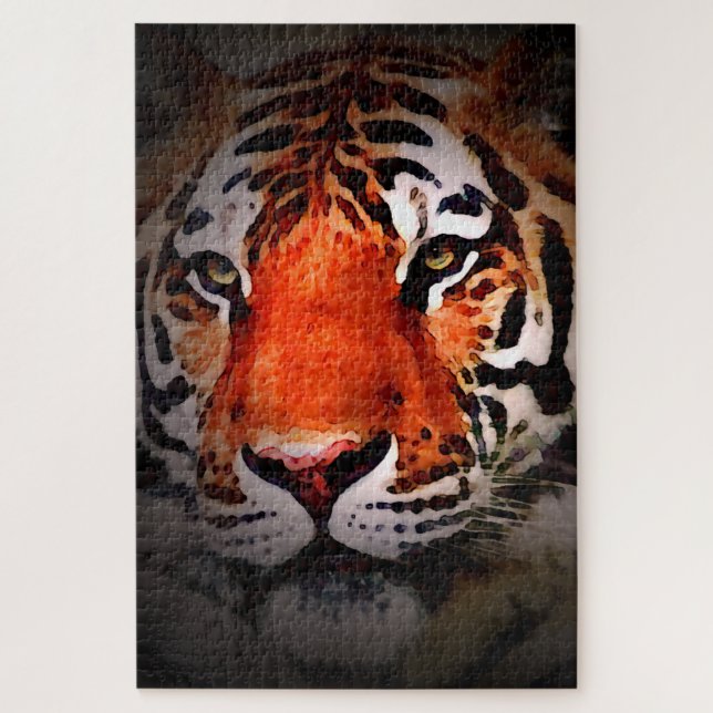 Quebra-cabeça Arte Motivacional de Rosto de Tigre (Vertical)