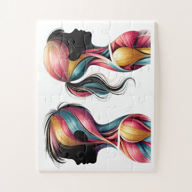 Quebra-cabeça Arte Muscular Colorida - Crianças Silhouette (Vertical)