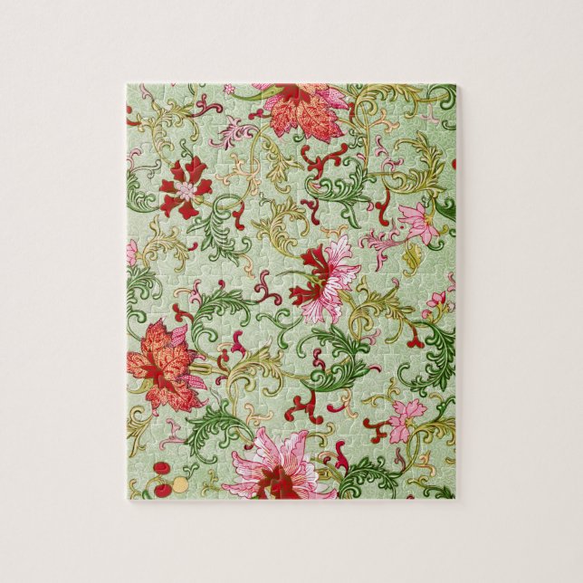 Quebra-cabeça Arte Nova Antiga Chinoiserie Floral Chinesa (Vertical)