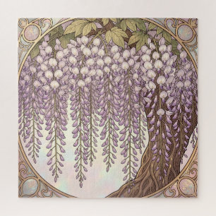 Quebra-cabeça Arte Nova Moldura Dourada Floral Wisteria