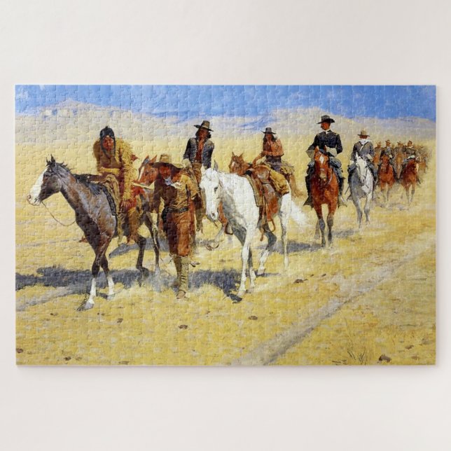Quebra-cabeça Arte Ocidental de Frederic Remington “Pony Tracks” (Horizontal)