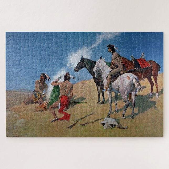Quebra-cabeça Arte Ocidental de Frederic Remington “Sinais de Fu (Horizontal)