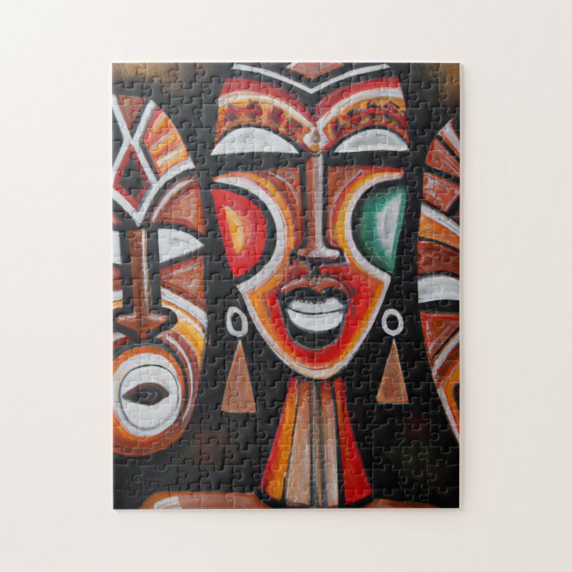 Quebra-cabeça Arte Original de Máscaras Africanas (Vertical)