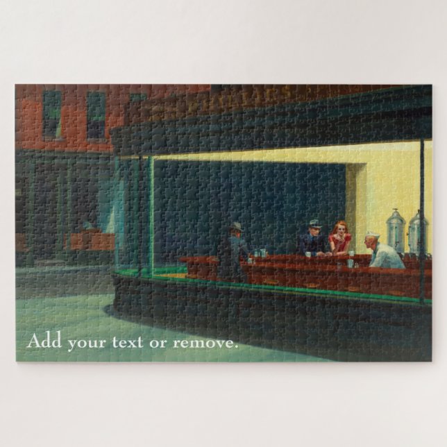 Quebra-cabeça Arte personalizada, "Nighthawks" de Edward Hopper, (Horizontal)