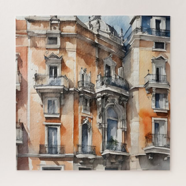 Quebra-cabeça Arte por aquarela de Madrid (Vertical)