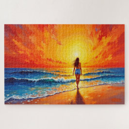 Quebra-cabeça Arte por pôr do sol laranja cor de laranja brilho 