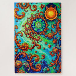 Quebra-cabeça Arte Psicodélica Vibrante - Ondas Abstrato