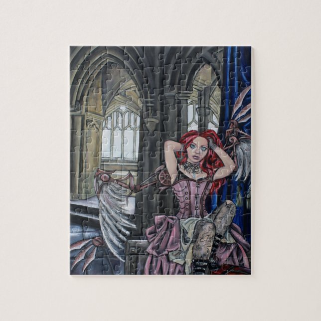 Quebra-cabeça arte quebrada da fada do steampunk (Vertical)