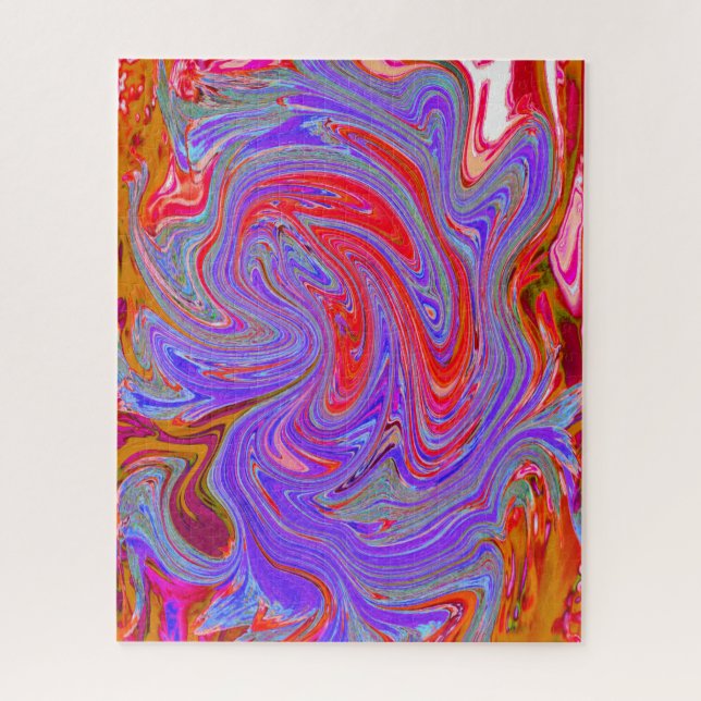 Quebra-cabeça Arte retrógrada de Abstrato de Groovy Vermelho e R (Vertical)